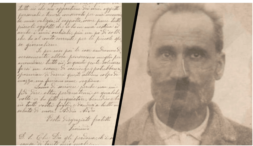 Lettera di Florindo che racconta ciò che accadde all'ospedale Sant'Antoni Abate di Teramo , 1918